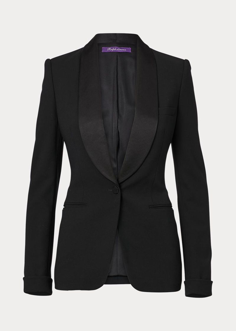 Blazer Ralph Lauren Mujer Sawyer Lana Tuxedo Jacket Chile Negras WZATY-9102